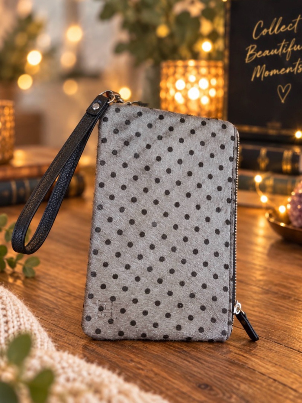 Gray Polka Dot Wristlet Wallet - Men Bags